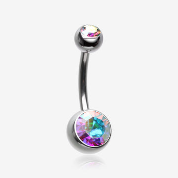 Implant Grade Titanium Internally Threaded Basic Belly Button Ring-Aurora Borealis